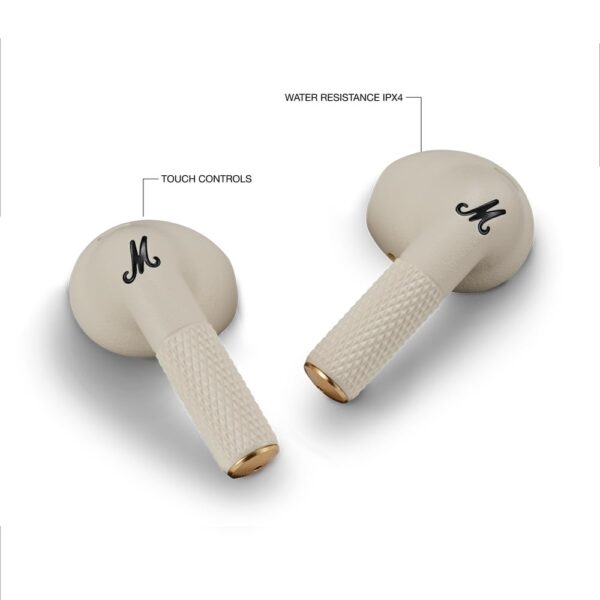 Marshall Minor Iv Wireless in Ear Earbuds with 30+ Hours of Playtime, Water-Resistant, Wireless Charging- Cream - Image 2