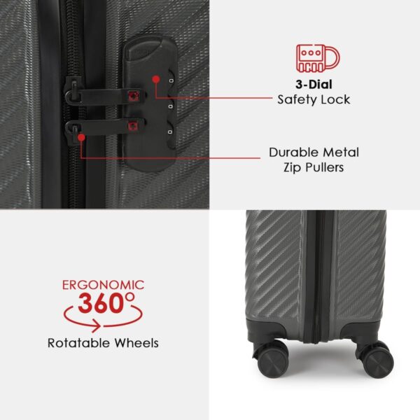 Swiss Military Combo of (LTB9_PLB1) 39L Laptop Overnighter Trolley & Leatherette Laptop Messenger Bag, Hard-Sided ABS Cabin Size Luggage with 360° Wheels, 15.4” Laptop Compartment, Adjustable Strap - Image 3