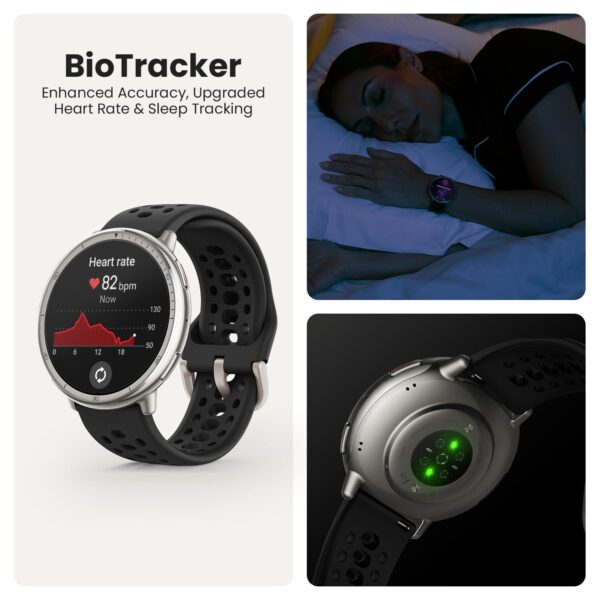 Amazfit Active 2 44mm AMOLED Smart Watch, Built in GPS, 10day Battery, 5ATM Water Resistant, for iOS & Android, Accurate Readings, 2000 Nits Bright, 160+ Sports Mode, Sleep Monitor, Black Silicone - Image 6
