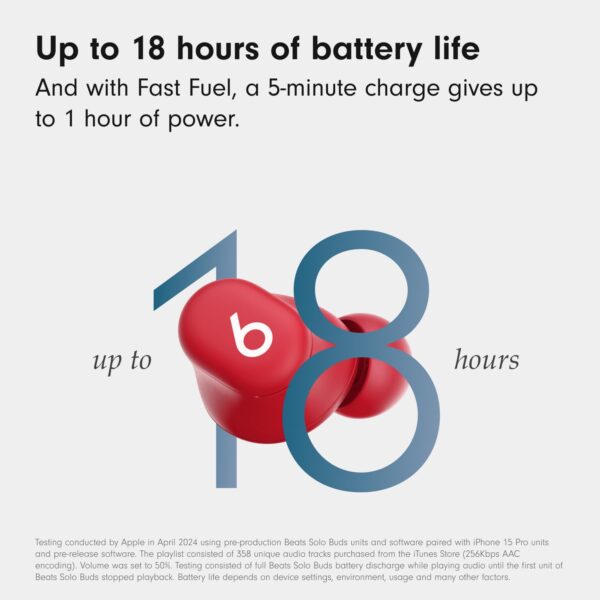 Beats Solo Buds — Wireless Bluetooth Earbuds | 18 Hours of Battery Life | Apple & Android Compatibility | Built-in Microphone - Transparent Red - Image 6