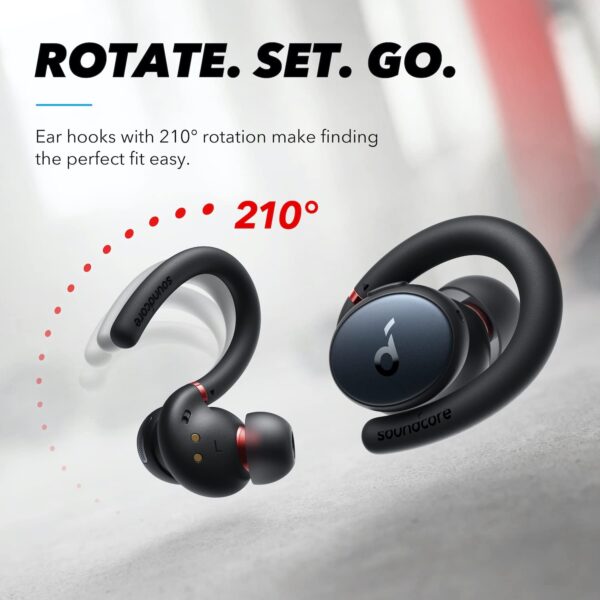 soundcore Sport X10 True Wireless Bluetooth Sport Earbuds, Rotatable Over-Ear Hooks for Ultimate Comfort and Secure Fit, Deep Bass, IPX7 Waterproof, Sweatproof, Fast Charge, App, Gym, Running - Image 2