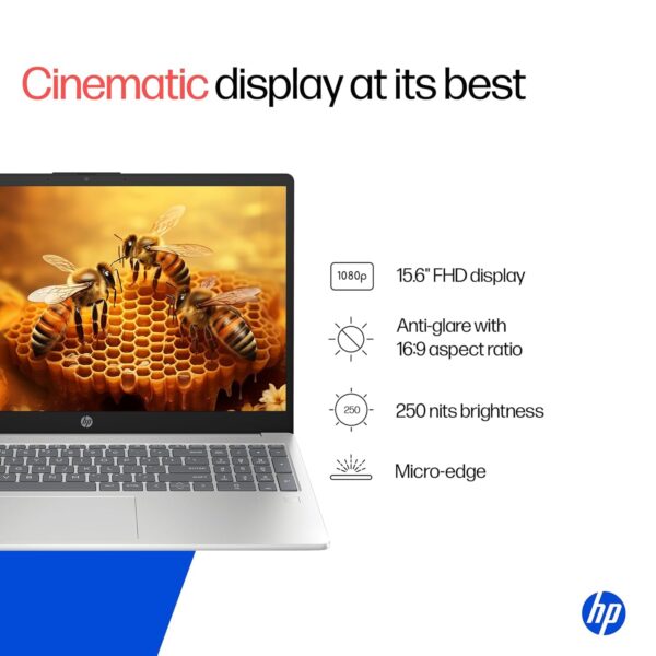 HP 15 (Fingerprint, Metal ID,Backlit KB Laptop) Intel 13th Gen Core i5-1334U (16GB DDR4 Ram,512GB SSD) 15.6''/39.6cm,FHD,Win11, M365 Basic(1yr),Office Home24,Silver,1.59kg,Iris Xe,FHD Camera hr0008TU - Image 4