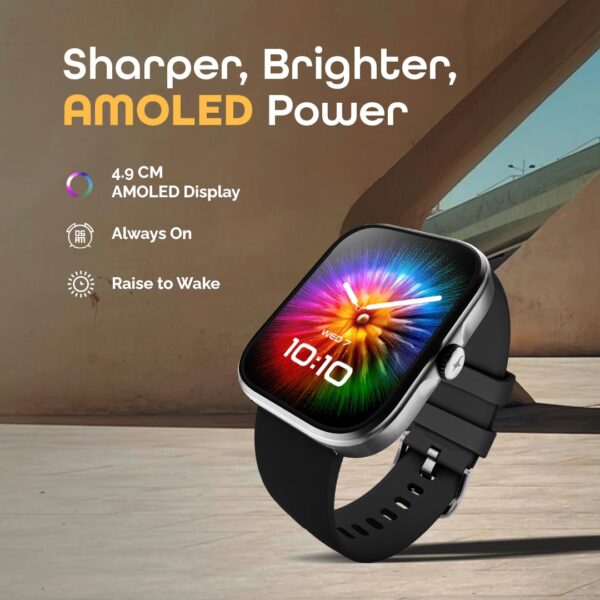 Fastrack Discovery Smart Watch, 4.9 CM AMOLED Display, SingleSync BT Calling, Built-in GPS, 100+ Multisport, Auto Recognition of Multisport, 5 Days Battery Life, 100+ Smartwatch Faces (Black) - Image 3