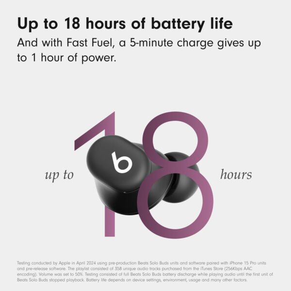 Beats Solo Buds — Wireless Bluetooth Earbuds | 18 Hours of Battery Life | Apple & Android Compatibility | Built-in Microphone - Matt Black - Image 6