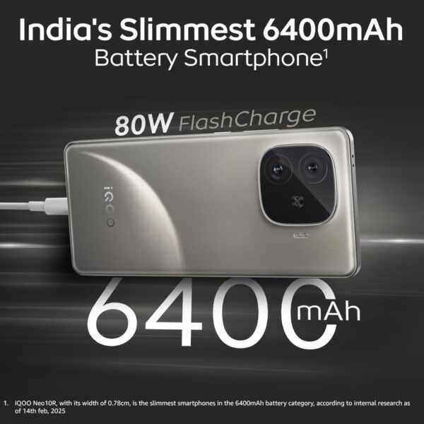 iQOO Neo 10R 5G (Moonknight Titanium, 12GB RAM, 256GB Storage) | Snapdragon 8s Gen 3 | 6.78″ AMOLED 120Hz | 6400mAh Slim Battery - Image 2