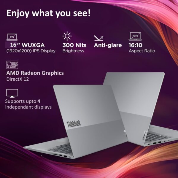 Lenovo ThinkBook 16 AMD Ryzen 5 7535HS (16GB RAM/512GB SSD/Win 11 Home/Office 2024/Backlit Keyboard/Fingerprint) 16 - Image 4