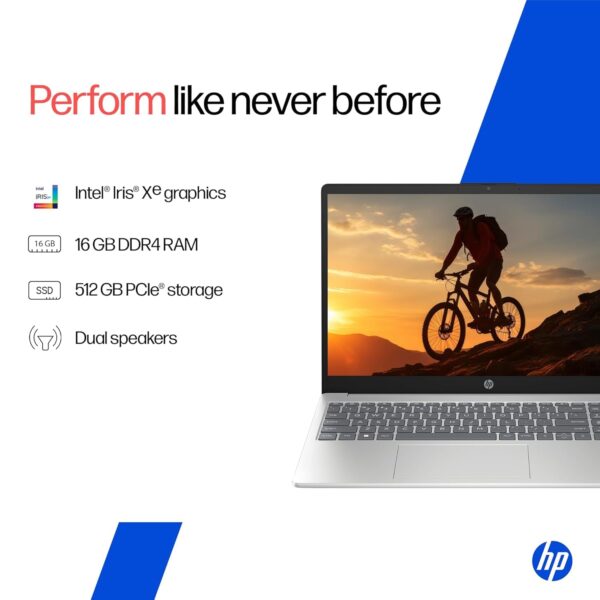 HP 15 (Fingerprint, Metal ID,Backlit KB Laptop) Intel 13th Gen Core i5-1334U (16GB DDR4 Ram,512GB SSD) 15.6''/39.6cm,FHD,Win11, M365 Basic(1yr),Office Home24,Silver,1.59kg,Iris Xe,FHD Camera hr0008TU - Image 5