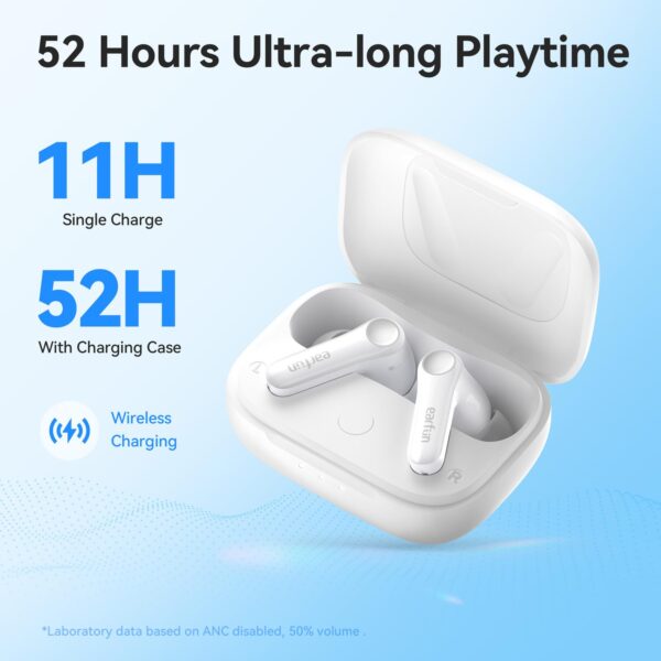 EarFun Air Pro 4 Hybrid Adaptive Noise Canceling Wireless Earbuds Bluetooth,2024 VGP Award,Qualcomm Snapdragon Sound, aptX™ Lossless, 6 Mics AI CVC Call, LDAC Hi-Res Audio,52H Playtime,Glossy White - Image 6