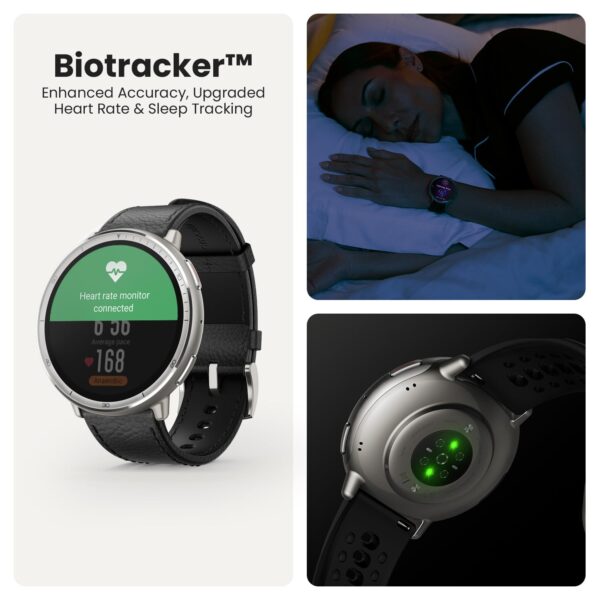 Amazfit Active 2 Premium 44mm Smart Watch, Sapphire Glass Display, Free Silicon Strap in Box, Built in GPS, 10day Battery, 5ATM, for iOS & Android, 2000 Nits Bright, 160+ Sports Mode, Black Leather - Image 6