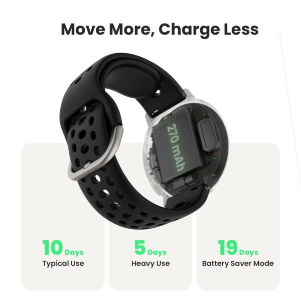 Amazfit Active 2 44mm AMOLED Smart Watch, Built in GPS, 10day Battery, 5ATM Water Resistant, for iOS & Android, Accurate Readings, 2000 Nits Bright, 160+ Sports Mode, Sleep Monitor, Black Silicone - Image 3