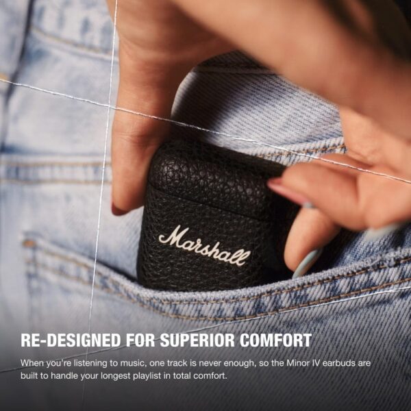 Marshall Minor Iv Wireless in Ear Earbuds with 30+ Hours of Playtime, Water-Resistant, Wireless Charging- Black - Image 4
