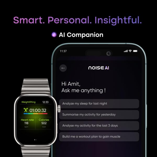 Noise Pro 6 Max Smart Watch:Intelligent AI, Endless AI Watch Faces, AI Companion, 1.96” AMOLED, Stainless Steel Build, Built-in GPS, 5 ATM, EN2 Processor, for iOS & Android(Pure Titanium) - Image 5