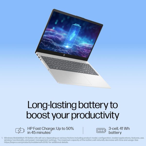 HP 15,Intel Ultra 5 125H (16GB DDR5, 1TB SSD) FHD, IPS, 15.6''/39.6cm, Win11, M365 Basic(1yr)*Office24, Silver, 1.65kg, fd1255tu, Intel Arc Graphics, FHD Camera w/Shutter, AI Powered Laptop - Image 6