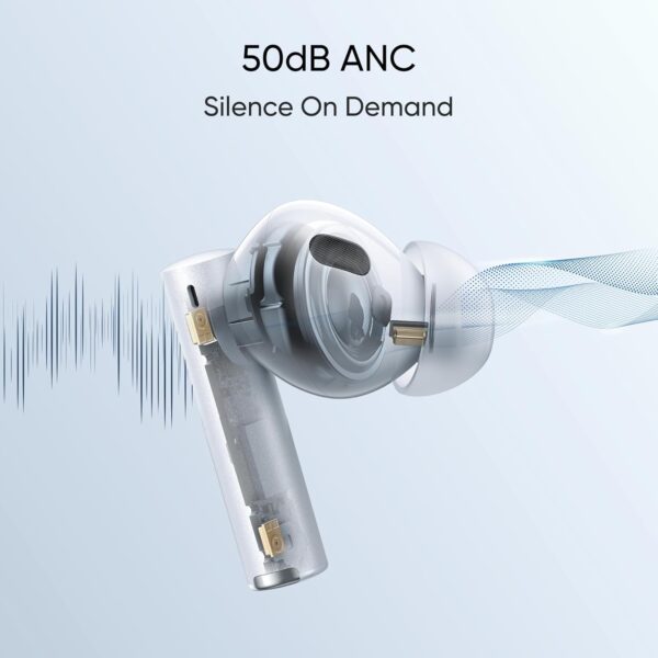 realme in Ear Buds Air 6 Pro with Dual Drivers(11Mm+6Mmtweeter),40 Hours Play Time,Fast Charge,50 Db ANC,Lhdc 5.0,55Ms Low Latency,360° Spatial Audio,Ip55 Dust&Water Resistant,Bt V5.3(Silver Blue) - Image 4