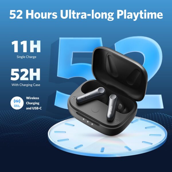 EarFun Air Pro 4 Adaptive Hybrid Noise Canceling Wireless Earbuds, Qualcomm Snapdragon Sound, aptX™ Lossless, 6 Mics AI CVC 8.0 Call, LDAC Hi-Res Audio, 52H Playtime, Bluetooth 5.4,Deep Black - Image 6