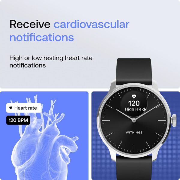 Withings ScanWatch Light - Hybrid Smartwatch, 24/7 Heart Monitoring, Activity Tracking, Cycle Tracking, Sleep Monitoring, Connected GPS, 30-Day Battery Life, Android & Apple Compatible (Black) - Image 3