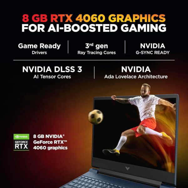 HP Victus, AMD Ryzen 9-8945HS, 8GB RTX 4060, Upgrade (Upto 32GB) 16GB RAM, 1TB SSD, 144Hz, 300nits, IPS, 15.6 - Image 4