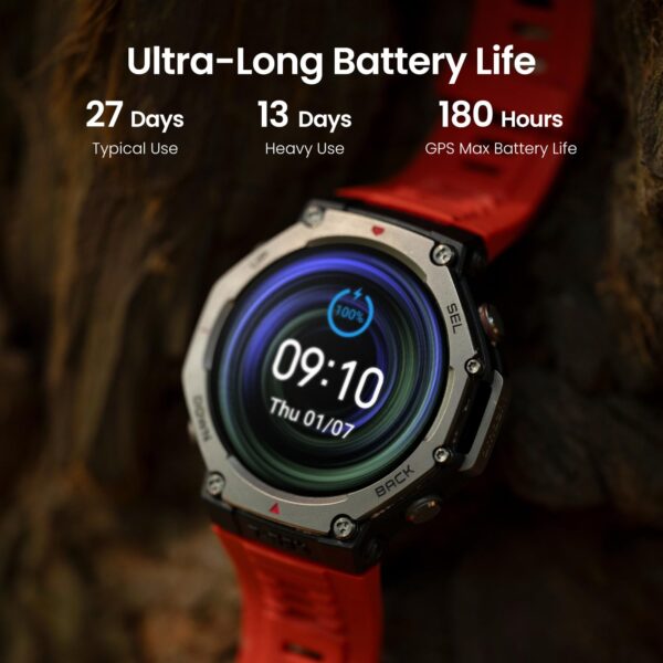 Amazfit T-Rex 3 Outdoor Rugged Military 48mm Smart Watch, Built in GPS, 27 Days Battery Life, Offline Maps, 2000 Nits Brightness, 10 ATM Water Resistance, AI Coach, for iOS & Android (Onyx) - Image 4