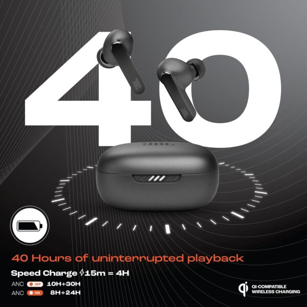 JBL Live Pro 2 Premium in Ear Wireless TWS Earbuds, ANC Earbuds, 40Hr Playtime, Dual Connect, Customized Bass with Headphones App, 6 Mics for Clear Calls, Wireless Charging, Alexa Built-in (Black) - Image 4