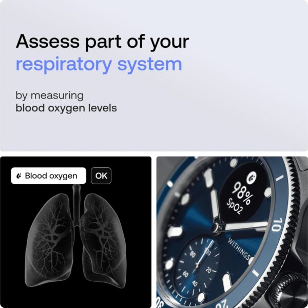 Withings ScanWatch Nova, Heart Health Hybrid Smartwatch for Men & Women - ECG, with SPO2, Temperature Monitoring, Sleep, Respiratory Health, Cycle Monitoring, 30-Day Battery Life, iOS & Android, Blue - Image 5