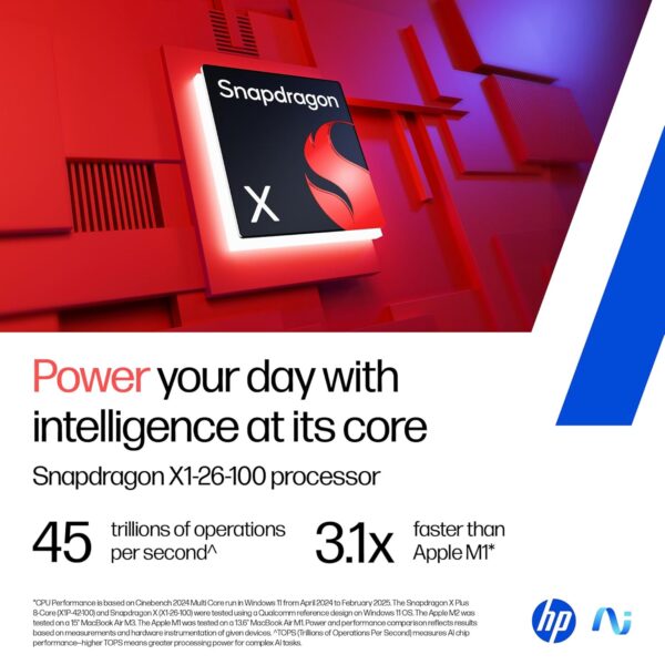 HP OmniBook 5 OLED (Previously Pavilion), Snapdragon X Processor (16GB LPDDR5x, 1TB SSD) 2K, 14''/35.6cm, Win11, M365 Basic(1yr)* Office24, Silver, 1.35kg, he0015QU, Light-Weight, Next-Gen AI Laptop - Image 4