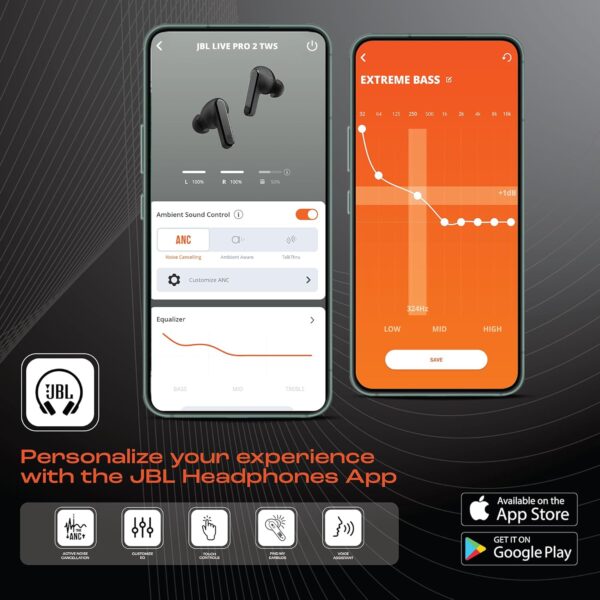 JBL Live Pro 2 Premium in Ear Wireless TWS Earbuds, ANC Earbuds, 40Hr Playtime, Dual Connect, Customized Bass with Headphones App, 6 Mics for Clear Calls, Wireless Charging, Alexa Built-in (Black) - Image 5