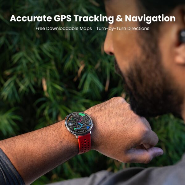 Amazfit Active 2 Premium 44mm Smart Watch, Sapphire Glass Display, Free Silicon Strap in Box, Built in GPS, 10day Battery, 5ATM, for iOS & Android, 2000 Nits Bright, 160+ Sports Mode, Black Leather - Image 5