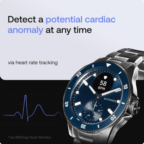 Withings ScanWatch Nova, Heart Health Hybrid Smartwatch for Men & Women - ECG, with SPO2, Temperature Monitoring, Sleep, Respiratory Health, Cycle Monitoring, 30-Day Battery Life, iOS & Android, Blue - Image 3
