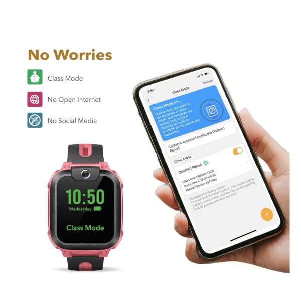 imoo Kids Phone Watch Z1 – Smart Watch with GPS Tracker, 4G Video & Voice Calls, Advanced Parental Controls, Durable Quality with IPX8 Water Resistance, SOS, for Kids (Grapefruit Red) - Image 6