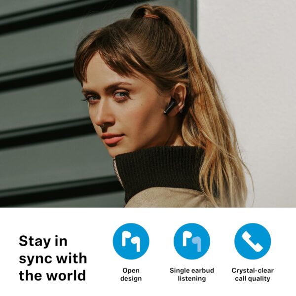 Sennheiser ACCENTUM Open True Wireless Earbuds-Smart Touch Controls, Lightweight & Breathable Design, Upto 28H Battery, Quick Charging, Multipoint Connectivity (8 Devices),IPX4 Splash Resistance-Black - Image 5