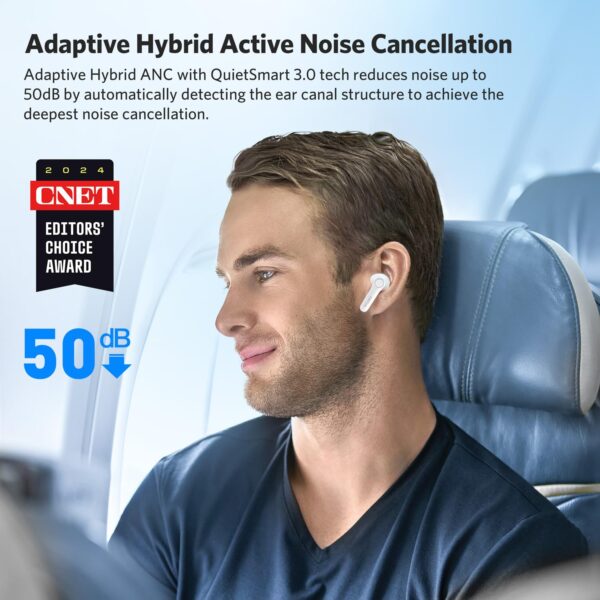 EarFun Air Pro 4 Hybrid Adaptive Noise Canceling Wireless Earbuds Bluetooth,2024 VGP Award,Qualcomm Snapdragon Sound, aptX™ Lossless, 6 Mics AI CVC Call, LDAC Hi-Res Audio,52H Playtime,Glossy White - Image 2