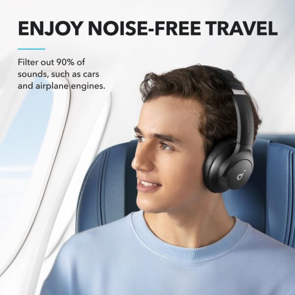 soundcore by Anker Q20i Wireless Bluetooth Over-Ear Headphones with Hybrid Active Noise Cancelling, 40h Playtime in ANC Mode, Hi-Res Audio, Deep Bass, Personalization via App (Black) - Image 4