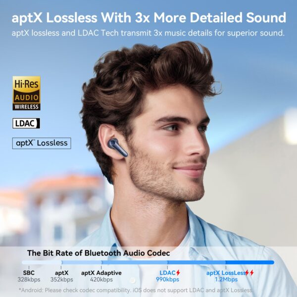 EarFun Air Pro 4 Hybrid Adaptive Noise Canceling Wireless Earbuds Bluetooth,2024 VGP Goal Award,Qualcomm Snapdragon Sound, aptX™ Lossless, 6 Mics AI CVC Call, LDAC Hi-Res Audio,52H Playtime,Deep Blue - Image 4