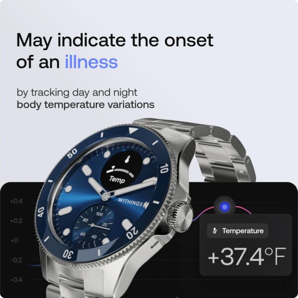 Withings ScanWatch Nova, Heart Health Hybrid Smartwatch for Men & Women - ECG, with SPO2, Temperature Monitoring, Sleep, Respiratory Health, Cycle Monitoring, 30-Day Battery Life, iOS & Android, Blue - Image 4
