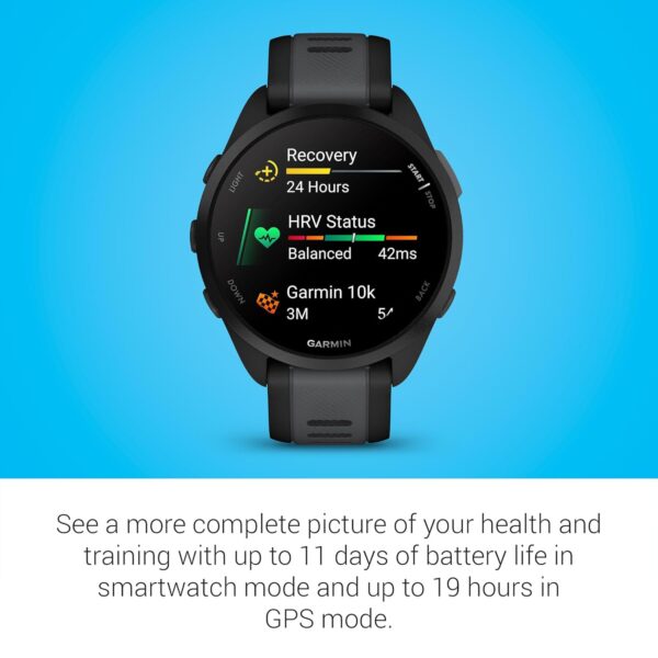 Garmin Forerunner 165, Running Smartwatch with GPS, Colorful AMOLED Display, Training Metrics and Recovery Insights, (Black/Salte Gray) - Image 5