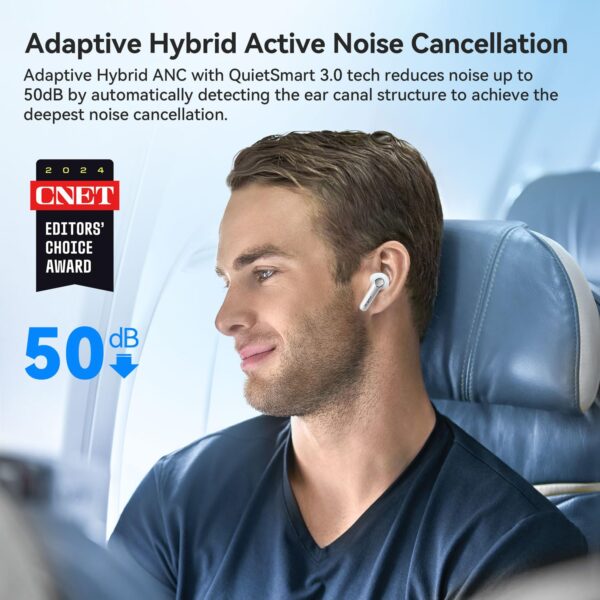 EarFun Air Pro 4 Adaptive Noise Cancellation Wireless Earbuds Bluetooth, 2024 VGP Goal Award, Qualcomm Snapdragon Sound, aptX™ Lossless, 6 Mics AI cVc Call, LDAC Hi-Res Audio,52H Playtime, BT5.4,White - Image 2