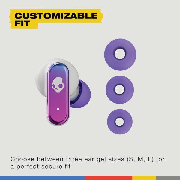 Skullcandy Dime Evo Wireless Earbuds, Bluetooth Headphones, Noise Isolating Fit, Up to 36 Hours Battery, Microphone for iPhone Android, Easy Carry with Clip-Anywhere Case - All Love - Image 6