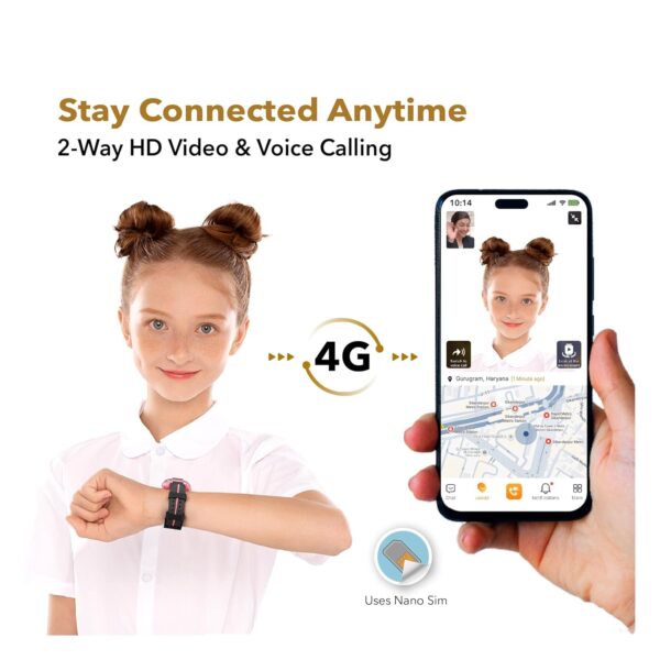 imoo Kids Phone Watch Z1 – Smart Watch with GPS Tracker, 4G Video & Voice Calls, Advanced Parental Controls, Durable Quality with IPX8 Water Resistance, SOS, for Kids (Grapefruit Red) - Image 2