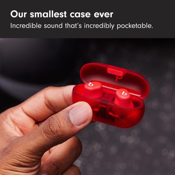 Beats Solo Buds — Wireless Bluetooth Earbuds | 18 Hours of Battery Life | Apple & Android Compatibility | Built-in Microphone - Transparent Red - Image 4