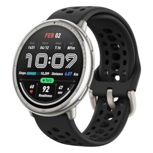 Amazfit Active 2 44mm AMOLED Smart Watch, Built in GPS, 10day Battery, 5ATM Water Resistant, for iOS & Android, Accurate Readings, 2000 Nits Bright, 160+ Sports Mode, Sleep Monitor, Black Silicone