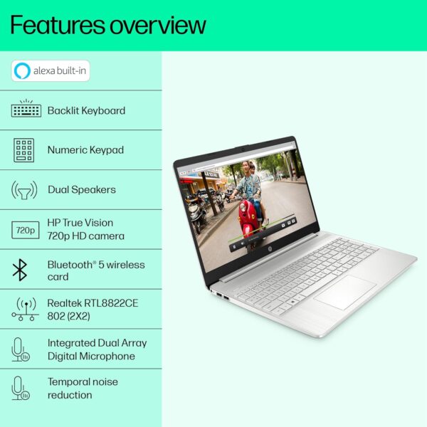 HP 15s, 12th Gen Intel Core i5 16GB RAM/512GB SSD 15.6-inch(39.6 cm) Micro-Edge Anti-Glare FHD Laptop/Win 11/Intel Iris Xe Graphics/Dual Speakers/Alexa/Backlit KB/MSO/Fast Charge, 15s- fq5112TU - Image 4