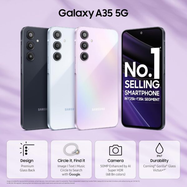 Samsung Galaxy A35 5G (Awesome Navy, 8GB RAM, 256GB Storage) | 50MP OIS Camera | Nightography | 6.6″ sAMOLED 120Hz | IP67 - Image 2