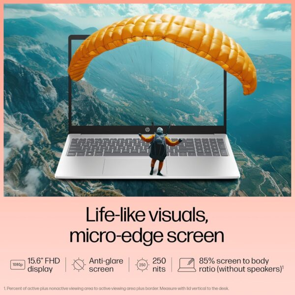 HP 15, 13th Gen Intel Core i5-1334U Laptop (16GB DDR4,512GB SSD) Anti-Glare, Micro-edge,15.6''/39.6cm, FHD, Win11,M365,Office24, Silver,1.59kg, Iris Xe Graphics, FHD Camera w/privacy shutter, fd0577TU - Image 5
