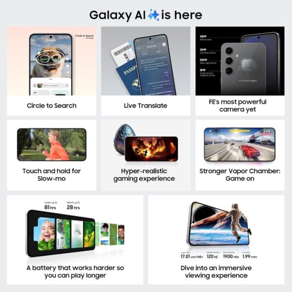 Samsung Galaxy S24 FE 5G AI Smartphone (Graphite, 8GB RAM, 128GB Storage) - Image 2