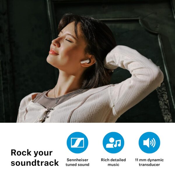 Sennheiser ACCENTUM Open True Wireless Earbuds-Smart Touch Controls, Lightweight & Breathable Design, Upto 28H Battery, Quick Charging, Multipoint Connectivity (8 Devices),IPX4 Splash Resistance-Cream - Image 4