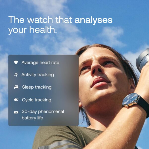 Withings ScanWatch Light - Hybrid Smartwatch, 24/7 Heart Monitoring, Activity Tracking, Cycle Tracking, Sleep Monitoring, Connected GPS, 30-Day Battery Life, Android & Apple Compatible (Black) - Image 4