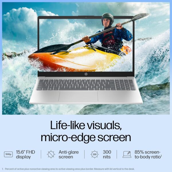 HP 15,Intel Ultra 5 125H (16GB DDR5, 1TB SSD) FHD, IPS, 15.6''/39.6cm, Win11, M365 Basic(1yr)*Office24, Silver, 1.65kg, fd1255tu, Intel Arc Graphics, FHD Camera w/Shutter, AI Powered Laptop - Image 4