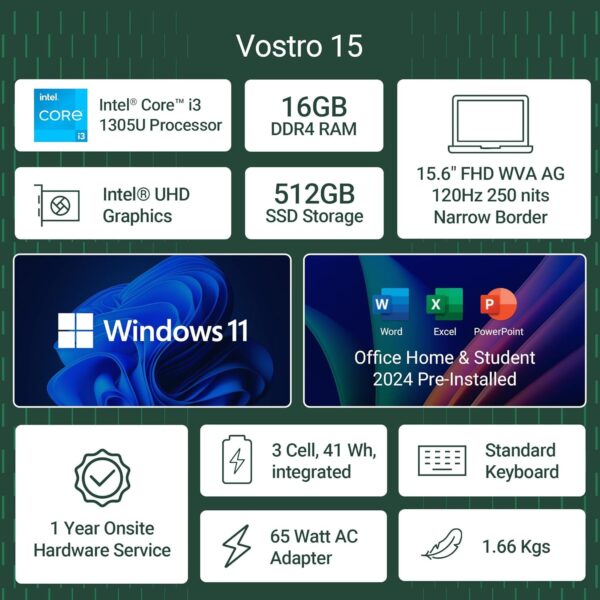 Dell 15 13th Gen Thin & Light Laptop, Intel Core i3-1305U, 15.6 - Image 2