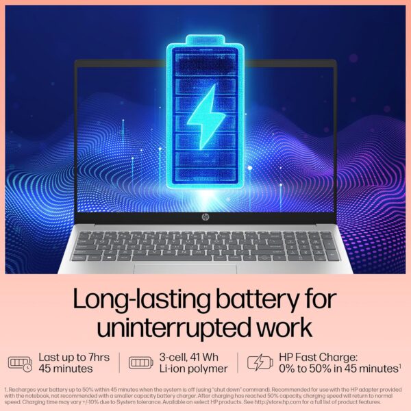 HP 15, 13th Gen Intel Core i5-1334U Laptop (16GB DDR4,512GB SSD) Anti-Glare, Micro-edge,15.6''/39.6cm, FHD, Win11,M365,Office24, Silver,1.59kg, Iris Xe Graphics, FHD Camera w/privacy shutter, fd0577TU - Image 6