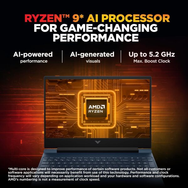 HP Victus, AMD Ryzen 9-8945HS, 8GB RTX 4060, Upgrade (Upto 32GB) 16GB RAM, 1TB SSD, 144Hz, 300nits, IPS, 15.6 - Image 2